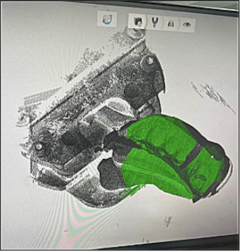 3D sken zubního otisku zobrazený v softwaru