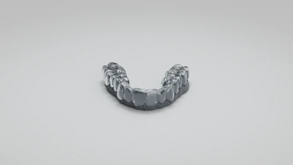 Průhledná dlaha nasazená na modelu z materiálu Model WW